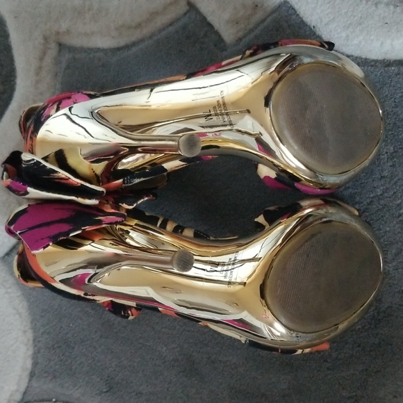 Ankle straps multicolored open toe 4 inch heels with bow - Picture 5 of 5